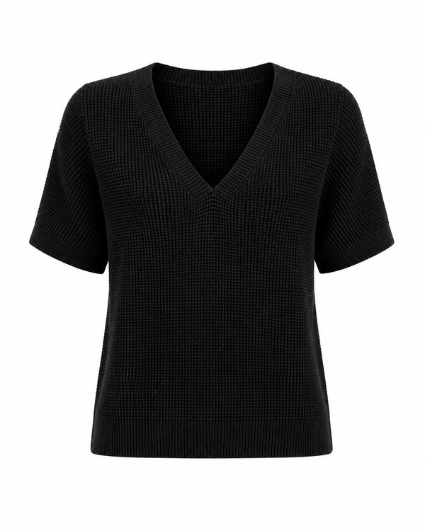 Top Knit Waffle Black