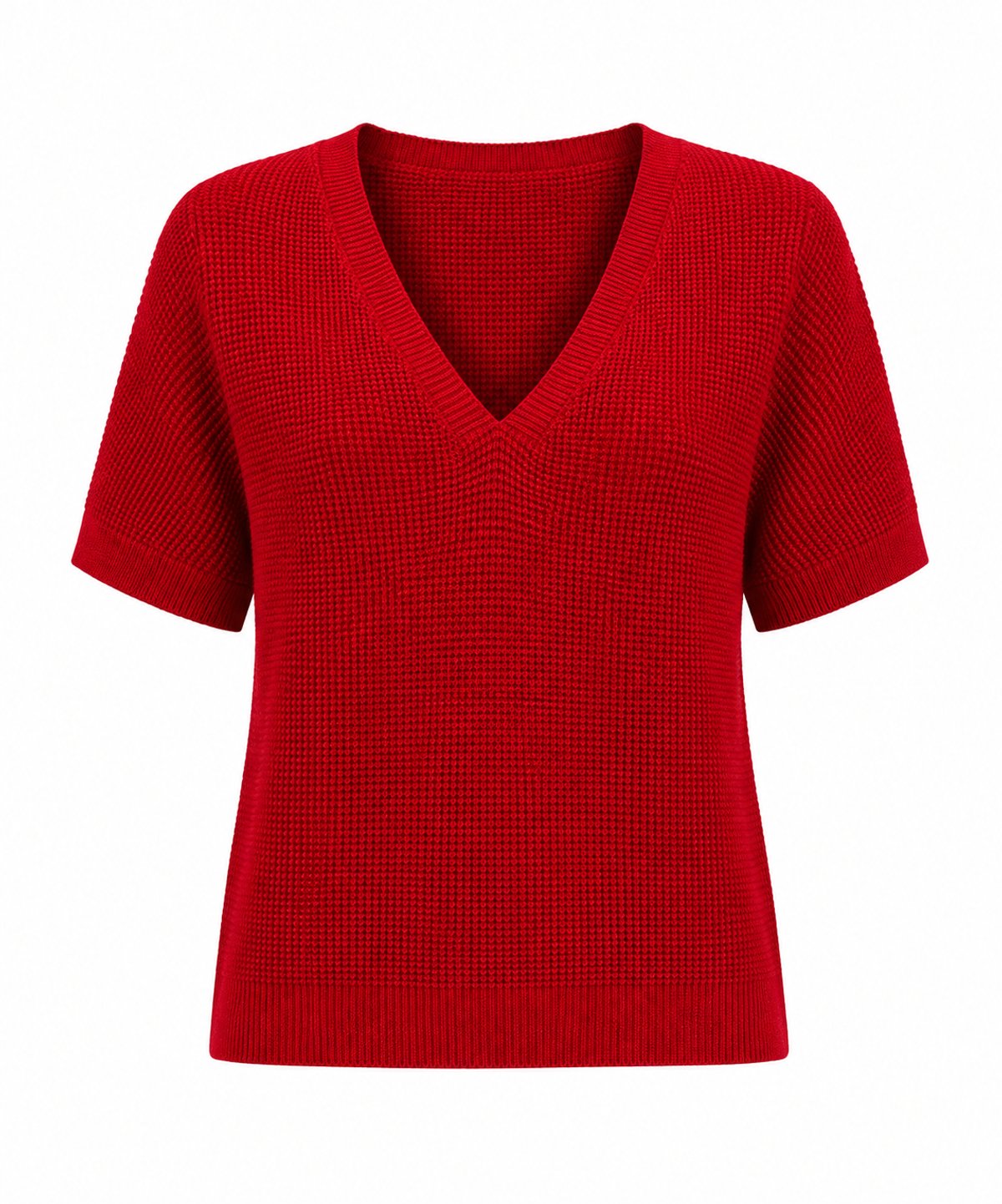 Top Knit Waffle Red  - 2