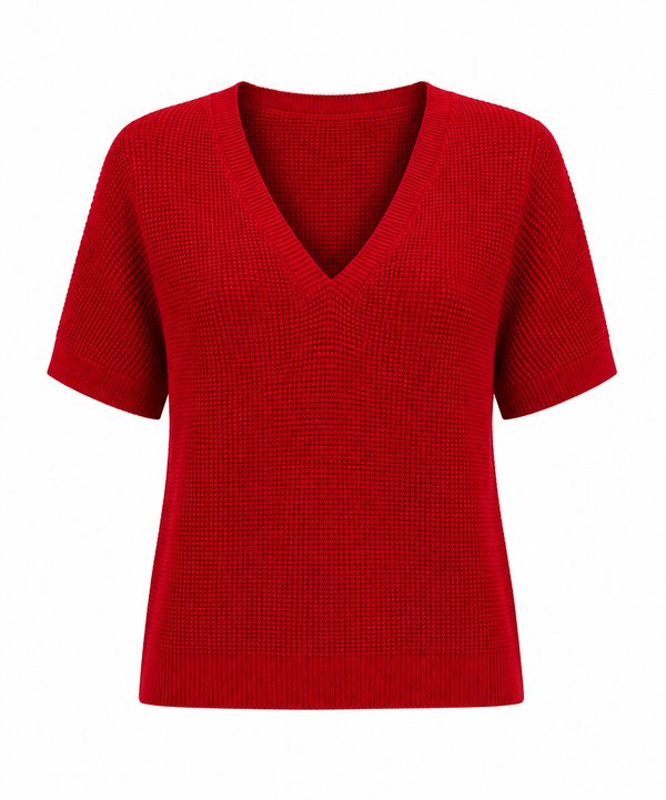 Top Knit Waffle Red