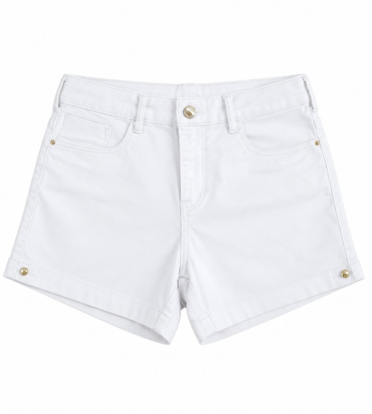Short de Denim Blanco con Detalles Dorados - 2