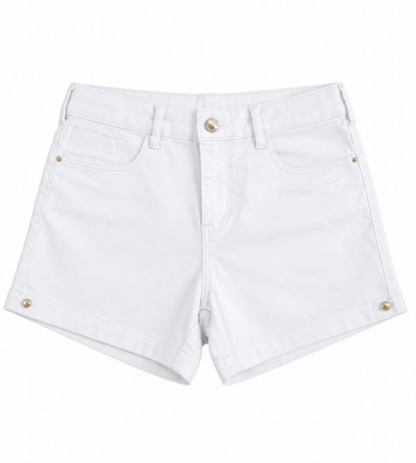 Short de Denim Blanco con Detalles Dorados