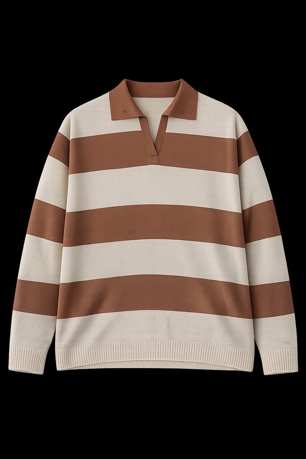 Sweater Polo Rugby Camel & Ivory