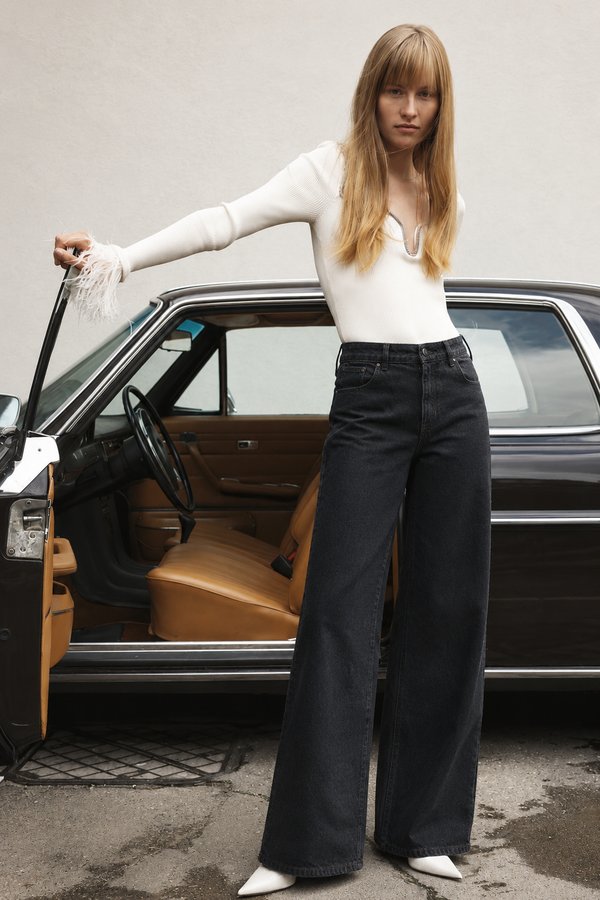 Jeans Wide Leg Gris oscuro
