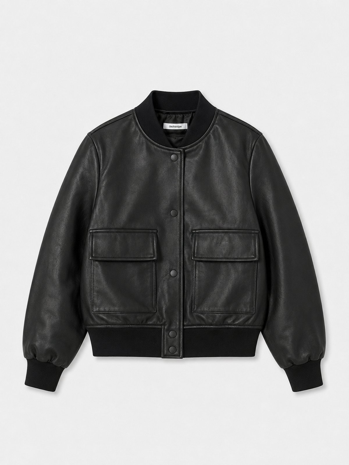 Campera Bomber de Cuero Negra - 2