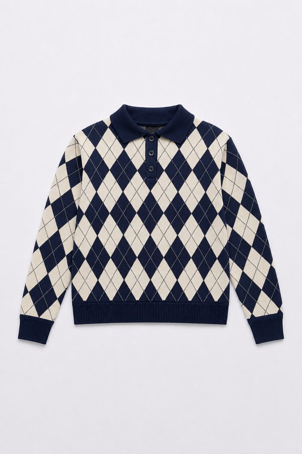 Sweater Polo Argyle Navy