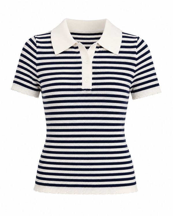 Polo Knit Rayado Navy Fine