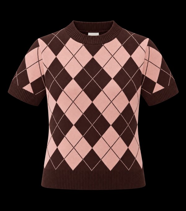 Sweater Argyle Chocolate & Pink