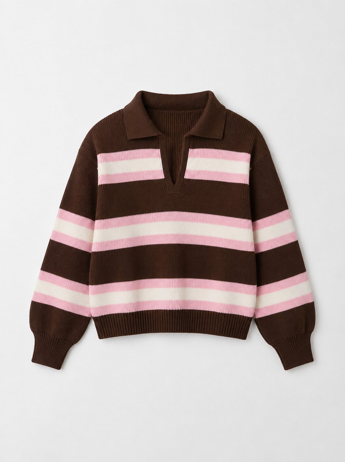 Sweater Rugby Rayado Chocolate & Rosa - 2