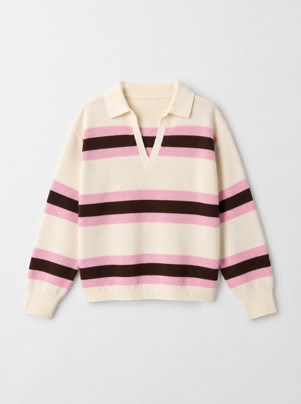 Sweater Rugby Rayado Rosa & Chocolate