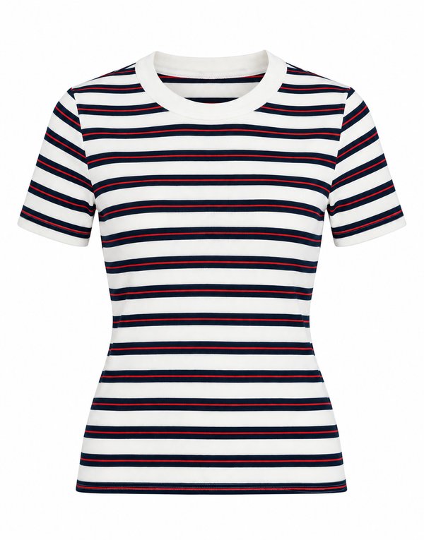 Remera Knit Rayas Navy & Red