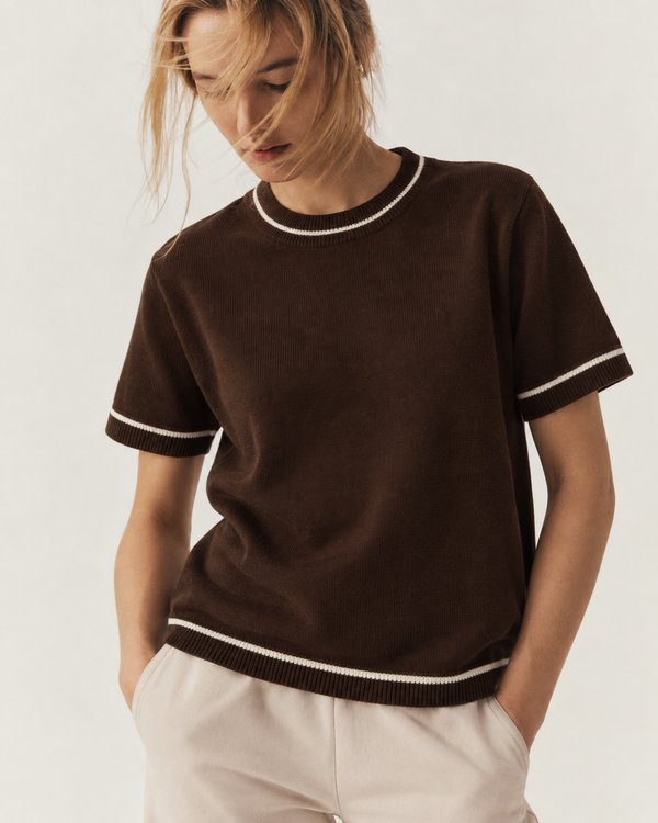 Remera Knit Contrast Chocolate