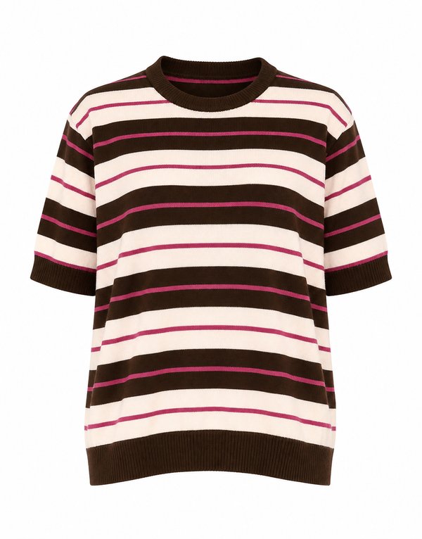 Sweater Knit Rayado Berry 