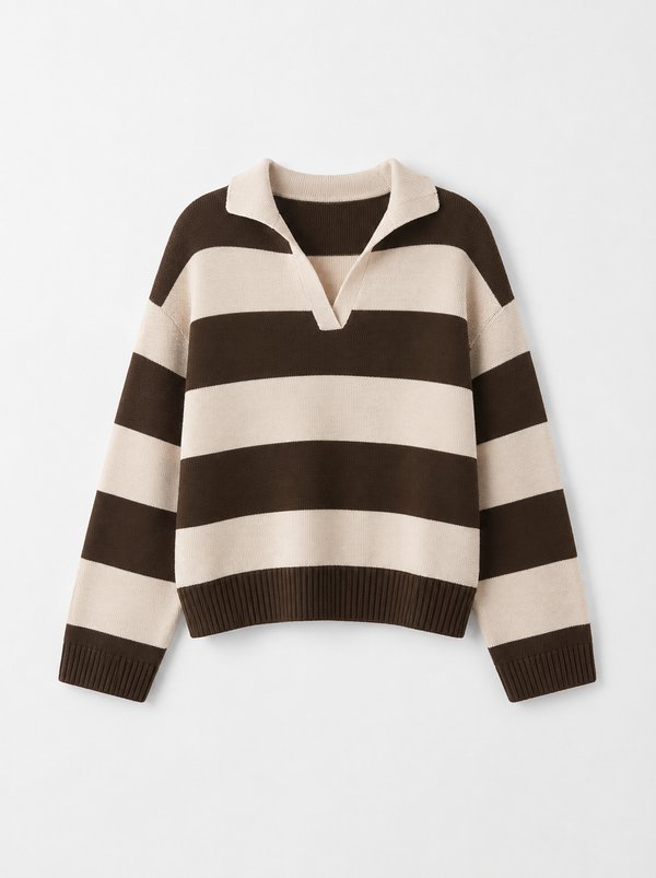 Sweater Rugby Rayado Chocolate & Crema