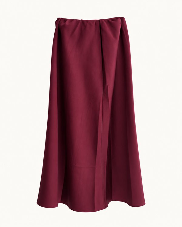 Falda Midi Burgundy Satinada