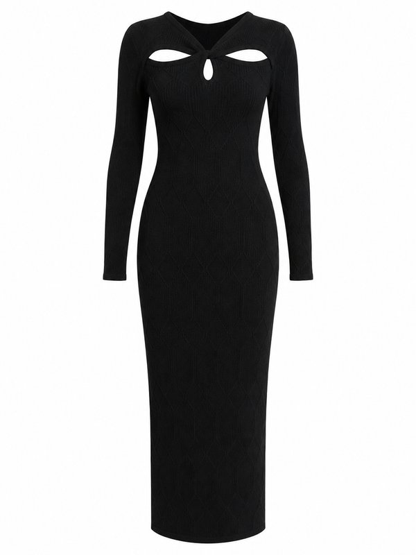 Vestido Midi Noir Cut-Out