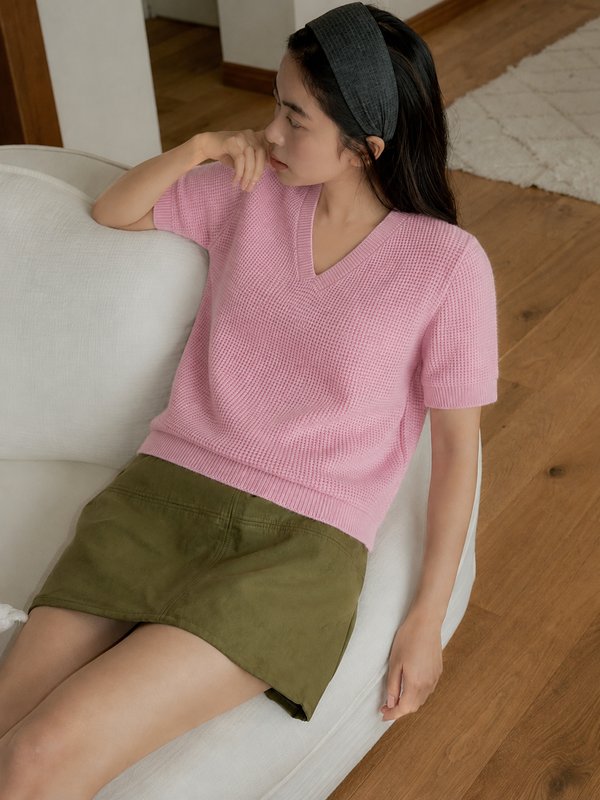 Top Knit Waffle Rosa