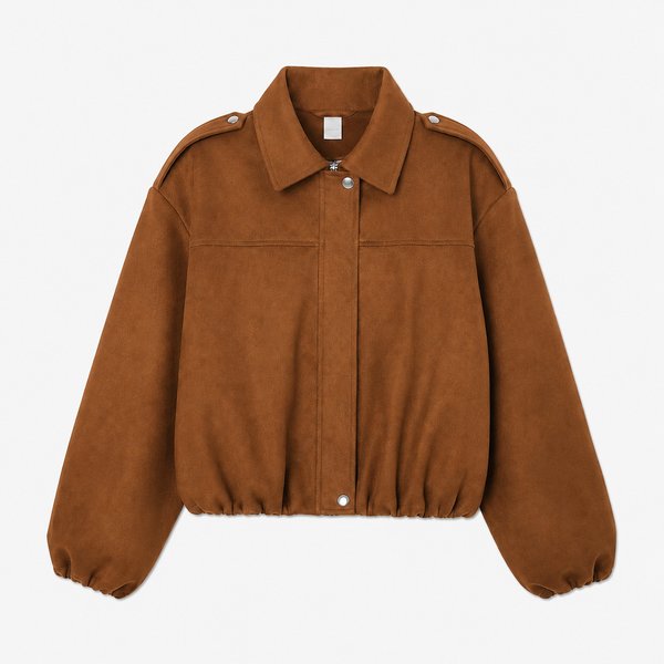 Chaqueta Bomber Suede Camel
