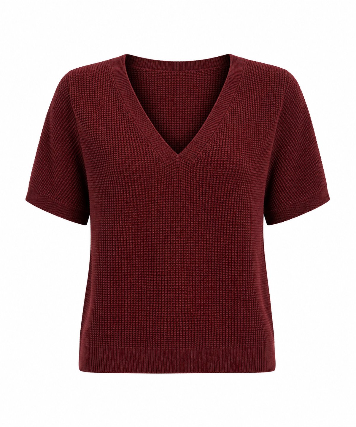 Top Knit Waffle Burgundy  - 2