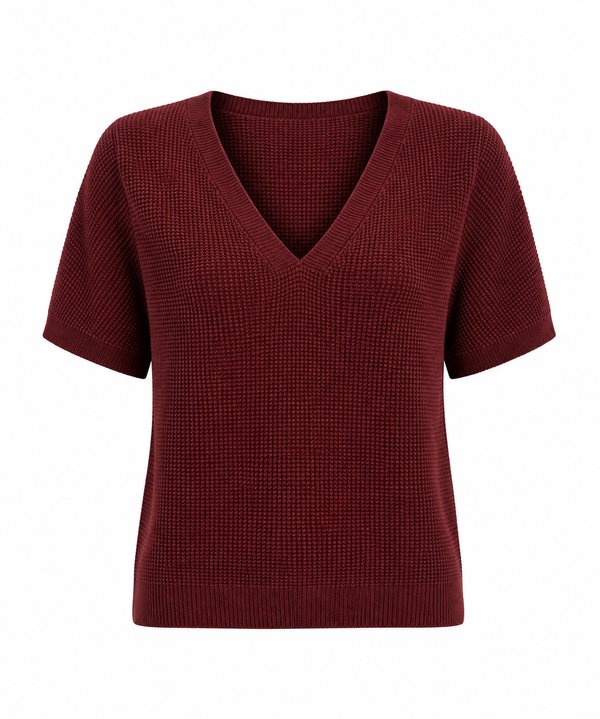 Top Knit Waffle Burgundy 