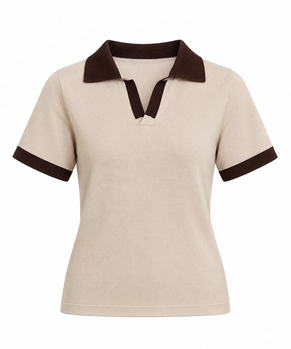 Polo Knit Bicolor Chocolate & Ivory