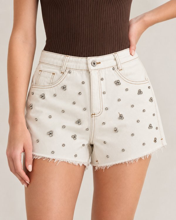 Short Denim Blanco Strass