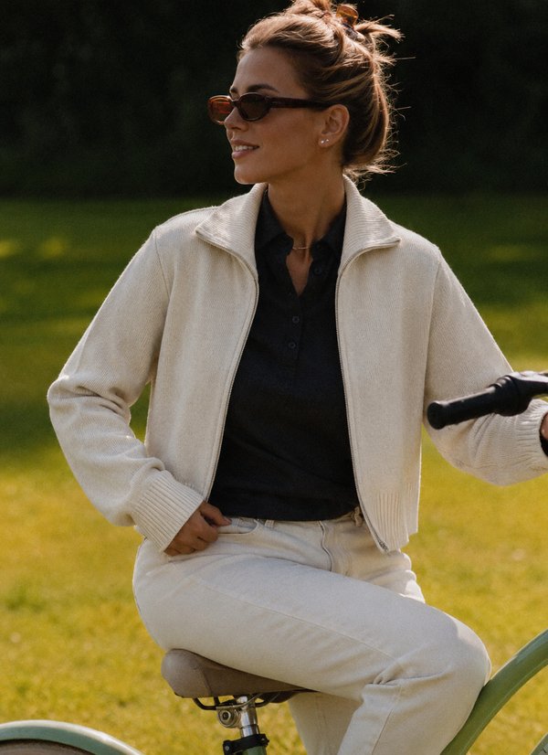 Cardigan Knit Zip Ivory