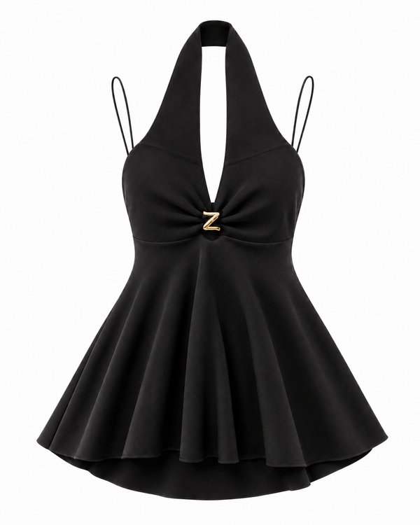 Blusa Tejida Halter Negro