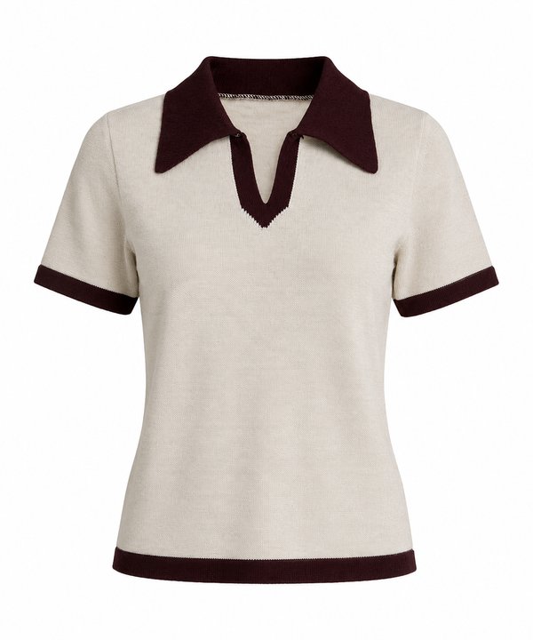 Polo Knit Ivory Chocolate