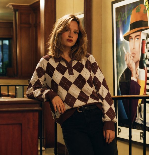 Sweater Polo Rombos Bordeaux