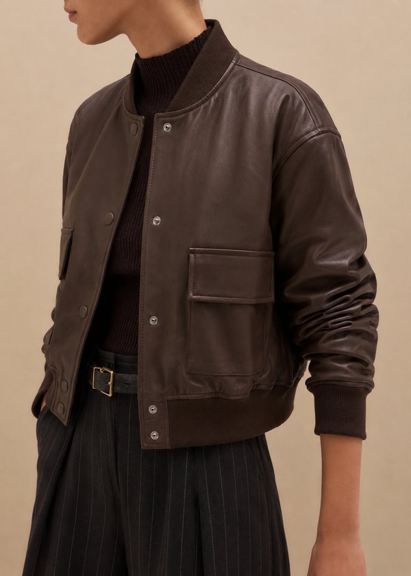 Campera Bomber Leather Brown