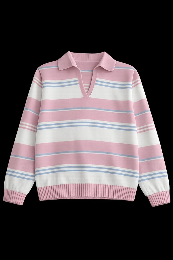 Sweater Polo Rayado Pastel