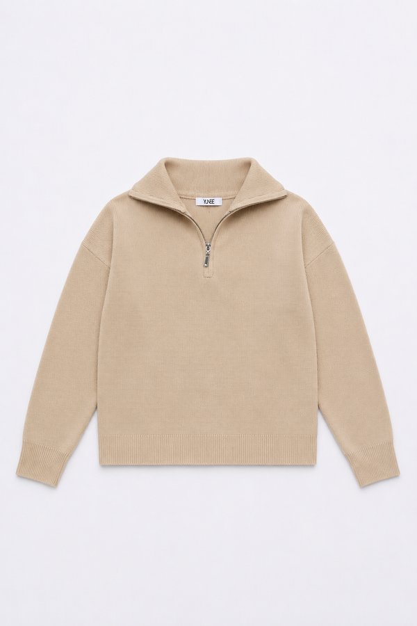 Sweater Half Zip Beige