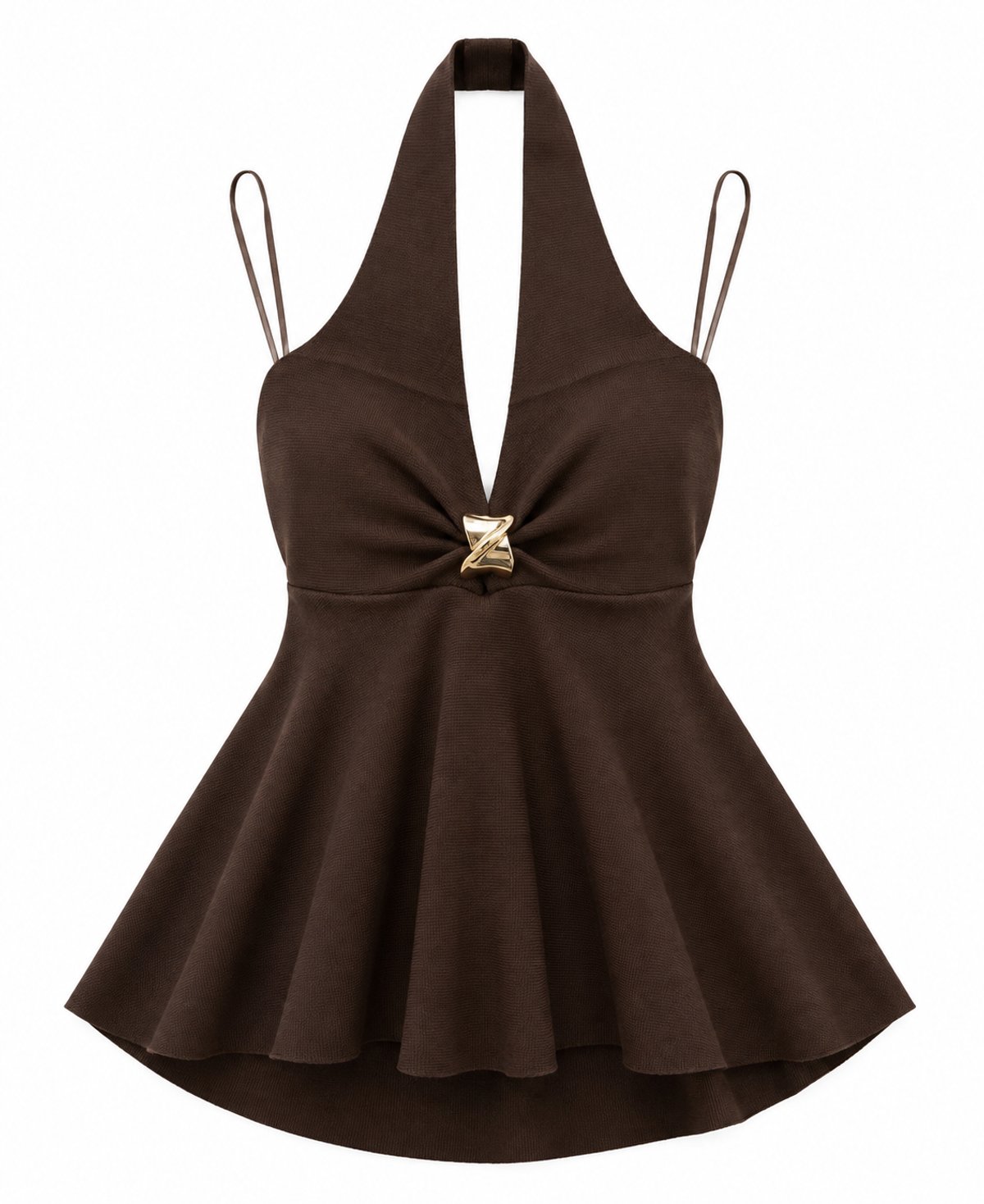 Blusa Tejida Halter Chocolate - 2