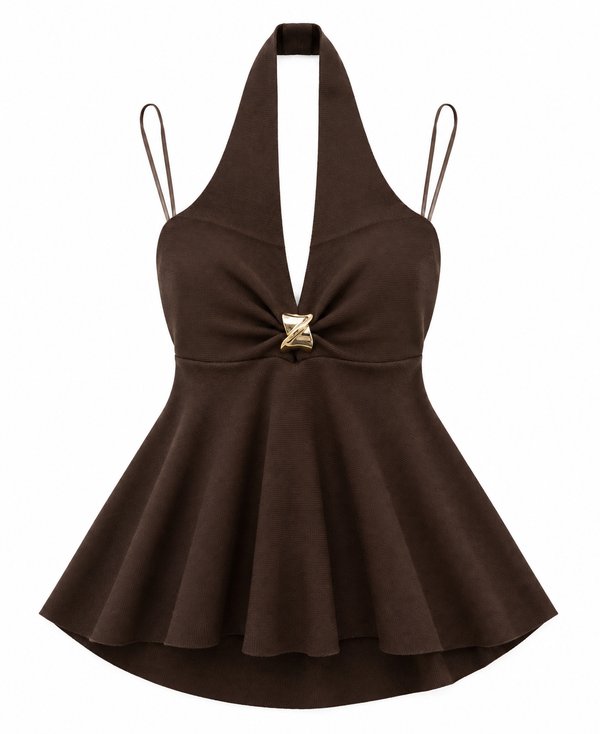 Blusa Tejida Halter Chocolate