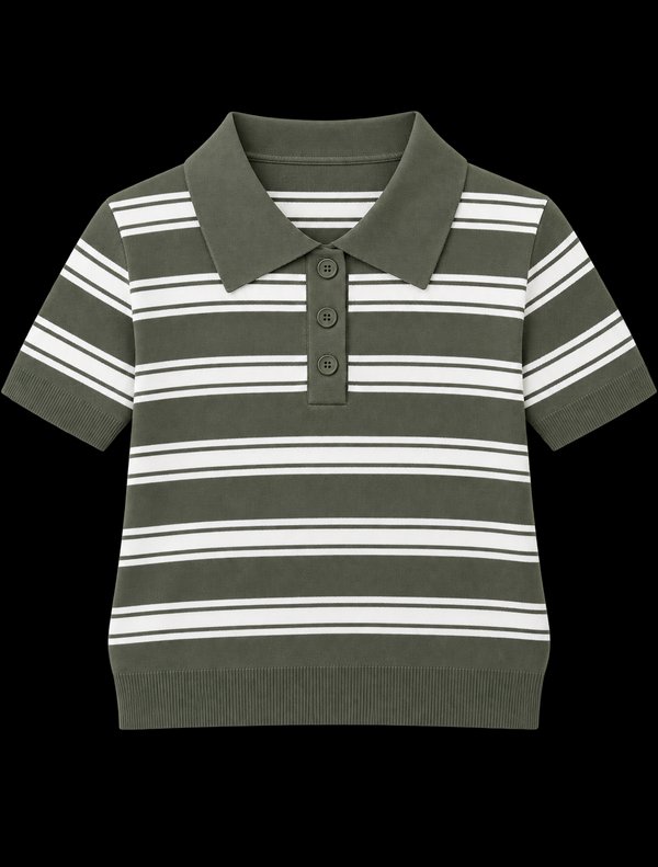 Polo Tejido Rayado Olive