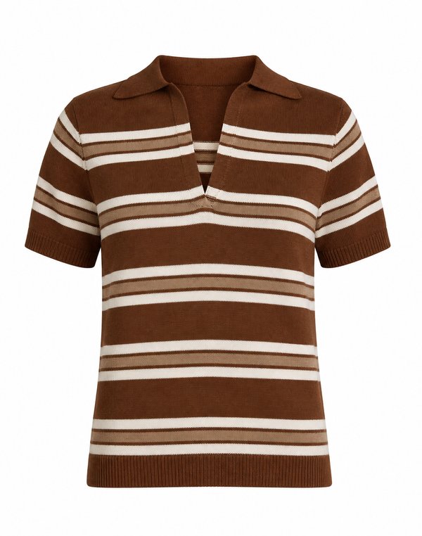 Polo Knit Rayado Caramelo