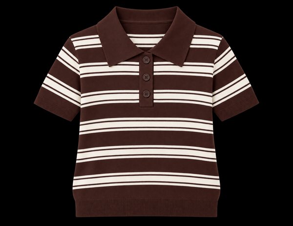 Polo Tejido Rayado Chocolate