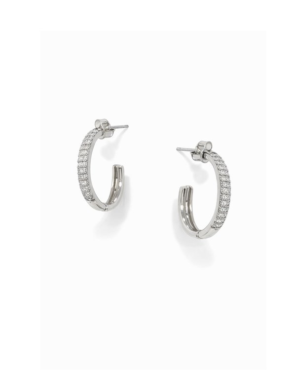 Aretes Plateados Argolla con Cristales