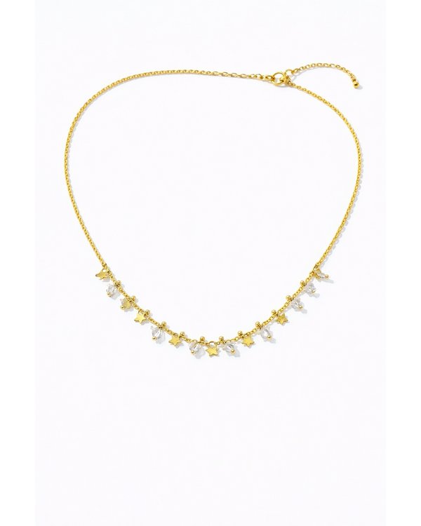 Collar Estrellas & Cristales Dorado