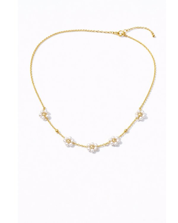 Collar Flores de Perla Dorado