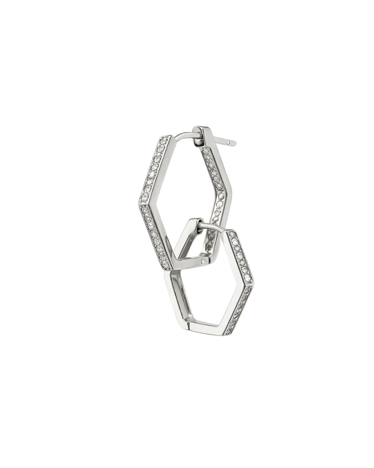 Aretes Hexagonales Doble Estructura Plateados