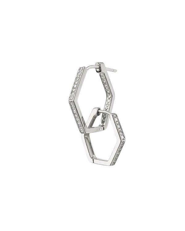 Aretes Hexagonales Doble Estructura Plateados