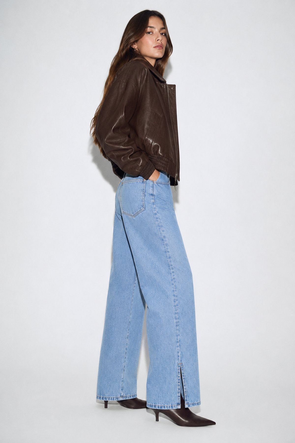 Jeans Wide Leg Sky Blue Slit - 2