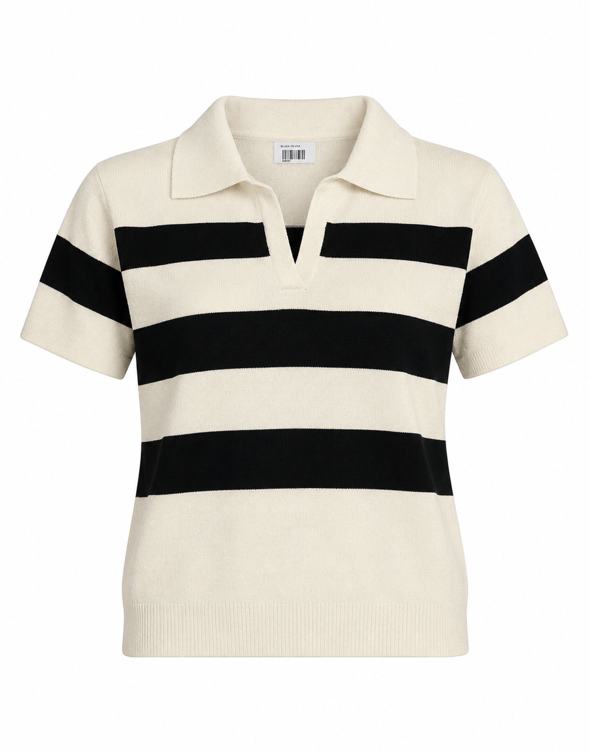 Polo Knit Rayas Anchas Ivory & Negro - 2