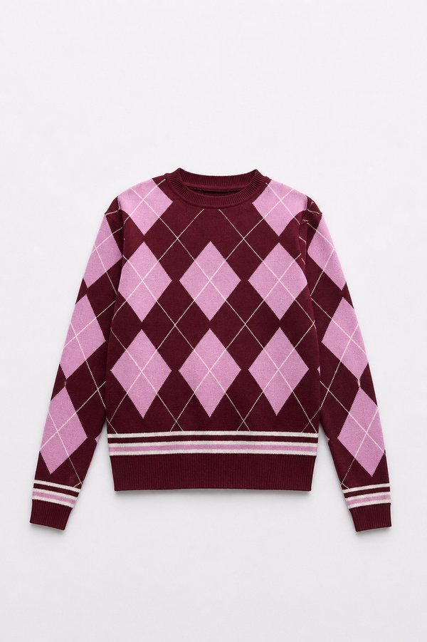 Sweater Rombos Burgundy Rose