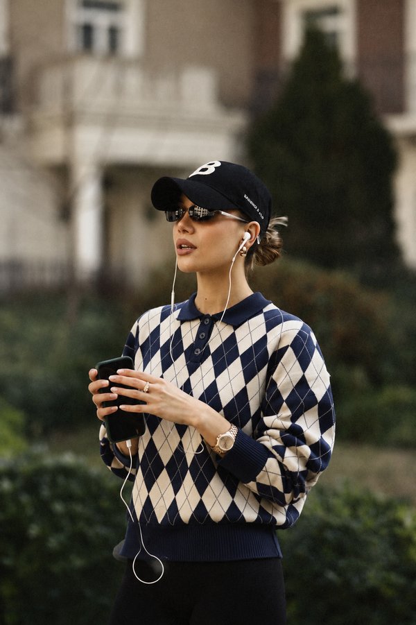Sweater Polo Argyle Navy
