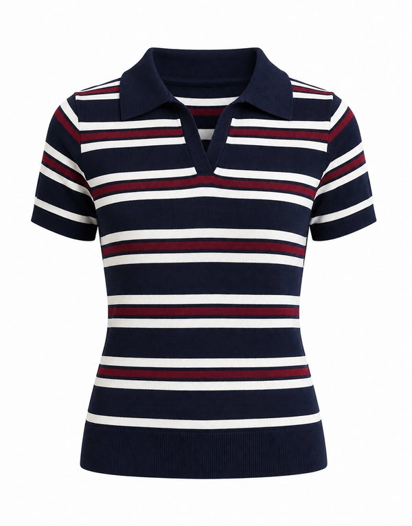 Polo Knit Rayado Navy