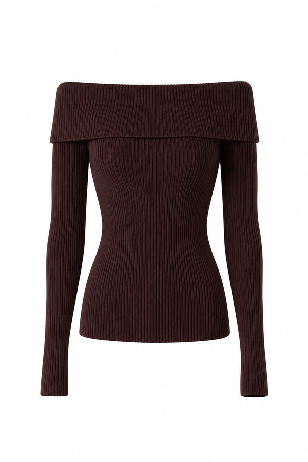 Sweater Off Shoulder Chocolate