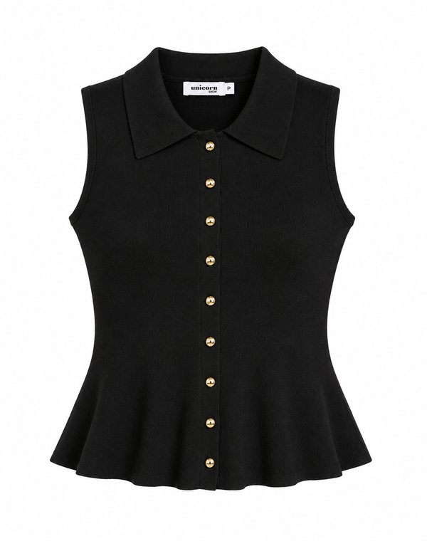 Blusa Knit Peplum Black 