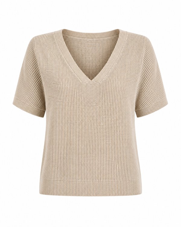 Top Knit Waffle Beige